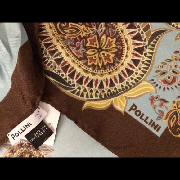 Pollini square Blue silk scarf - Picture 3 of 4